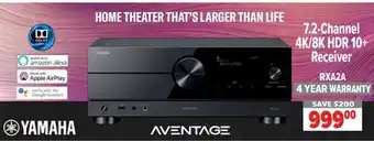 2001 Audio Video YAMAHA 7.2-Channel 4K/8K HDR 10+ Receiver offer