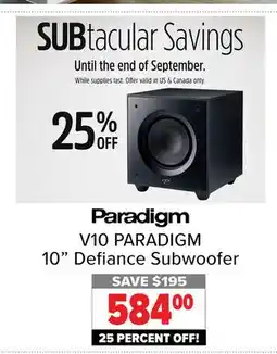 2001 Audio Video Paradigm PARADIGM 10 Defiance Subwoofer offer