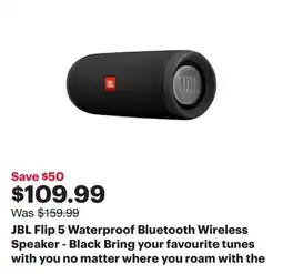 Best Buy JBL Flip 5 Waterproof Bluetooth Wireless Speaker - Black offer