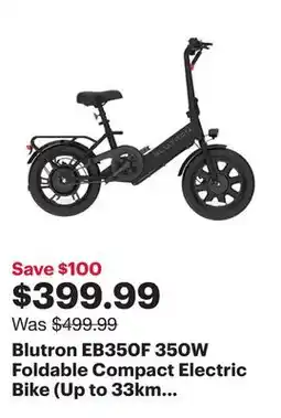 Best Buy Blutron EB350F 350W Foldable Compact Electric Bike (Up to 33km Battery Range / 32km/h Top Speed) - Black - Exclusive Retail P offer