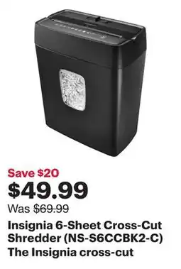 Best Buy Insignia 6-Sheet Cross-Cut Shredder (NS-S6CCBK2-C) offer