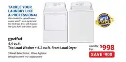 Visions Electronics MOFFAT 4.4 cu. ft Top Load Washer + 6.2 cu. ft. Front Load Dryer offer