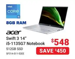 Visions Electronics Acer Swift 3 14 i5-1135G7 Notebook offer