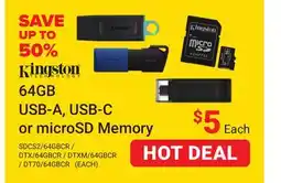 Visions Electronics Kingston 64GB USB-A, USB-C or micro Memory offer