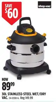 Canadian Tire Shop-Vac 30L STAINLESS-STEEL WET/DRY VAC offer