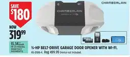 Canadian Tire Chamberlain 3⁄4-HP BELT-DRIVE GARAGE DOOR OPENER WITH WI-FI offer