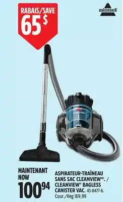 Canadian Tire Bissell CLEANVIEW BAGLESS CANISTER VAC offer