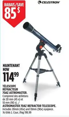 Canadian Tire ASTROMASTER 70AZ REFRACTOR TELESCOPE offer