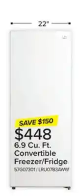 Leon's L2 White Upright Freezer and Convertible Fridge ( 6.9 Cu. Ft) - LRU07B3AWW offer
