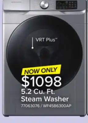 Leon's Samsung Platinum Steam Front Load Washer (5.2 cu. ft.) - WF45B6300AP/US offer