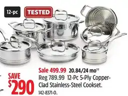 Canadian Tire Lagostina 12-Pc 5-Ply Copper- Clad Stainless-Steel Cookset offer