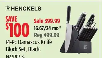 Canadian Tire HENCKELS 14-Pc Damascus Knife Block Set, Black offer