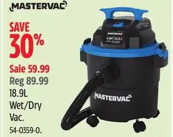 Canadian Tire Mastervac 18.9L Wet/Dry Vac offer