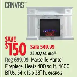 Canadian Tire CANVAS Marseille Mantel Fireplace offer