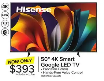 Leon's Hisense 50 4K Smart Google AI Upscaler LED TV - 50A68N offer