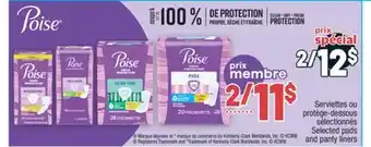 Jean Coutu Poise Selected pads and panty liners offer