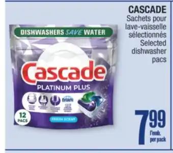 Jean Coutu CASCADE Selected dishwasher pacs offer