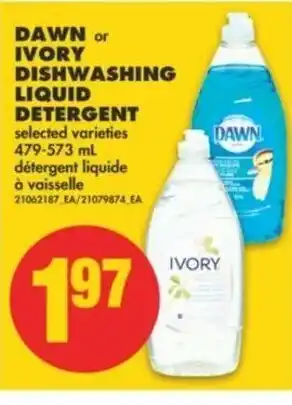 No Frills Dawn or Ivory Dishwashing Liquide Detergent offer