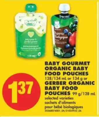 No Frills Baby Gourmet Organic Baby Food Pouches offer