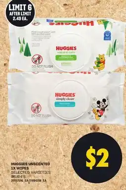 Loblaws HUGGIES UNSCENTED 1X WIPES, 56/64' S offer
