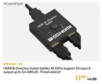 Shopper+ HDMI Bi-Direction Switch Splitter 4K 60Hz Support 3D input & output up to 5m AWG26 - PrimeCables offer