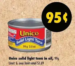 No Frills Unico solid light tuna in oil offer