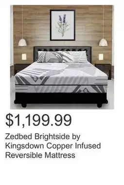 Costco Zedbed Brightside by Kingsdown Copper Infused Reversible Mattress offer