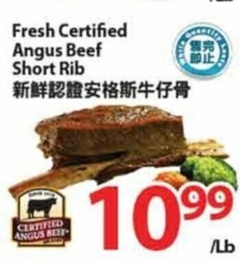 T&T Supermarket Fresh Certified Angus Beef Short Rib offer