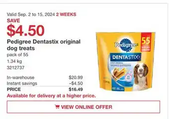 Costco Pedigree Dentastix original dog treats offer