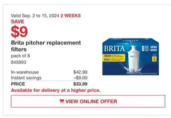 Costco Brita pitcher replacement filters offer