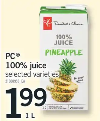 Fortinos PC 100% JUICE offer