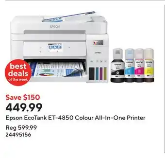 Staples Epson EcoTank ET-4850 Colour All-In-One Printer offer