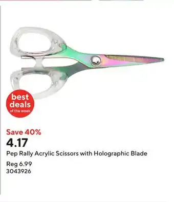 Staples Pep Rally Acrylic Scissors with Holographic Blade offer
