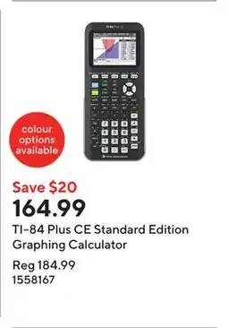 Staples TI-84 Plus CE Standard Edition Graphing Calculator offer