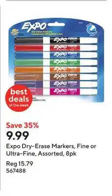 Staples Expo Dry-Erase Markers, Fine or Ultra-Fine, Assorted, 8pk offer