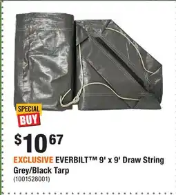 Home Depot EXCLUSIVE EVERBILT 9' x 9' Draw String Grey/Black Tarp offer