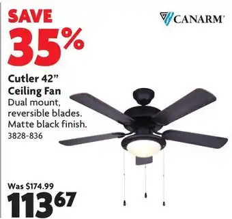 Home Hardware 42 Ceiling Fan with Light - Reversible Blades, Matte Black offer