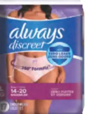 Familiprix ALWAYS, Discreet, Selected incontinence pads or underwears offer