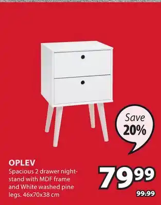 JYSK OPLEV 2 drawer night- stand offer