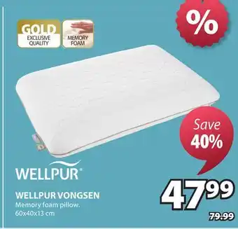 JYSK WELLPUR VONGSEN Memory foam pillow offer