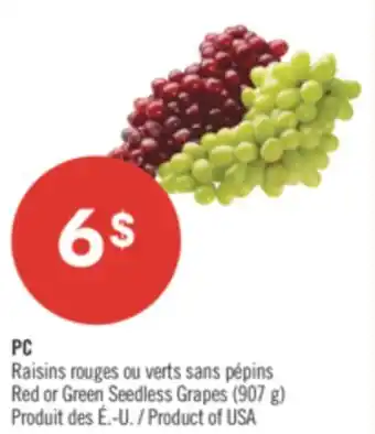 Shoppers Drug Mart PC Red or Green Seedless Grapes offer