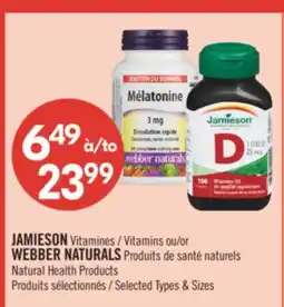 Pharmaprix JAMIESON Vitamins or WEBBER NATURALS Natural Health Products offer