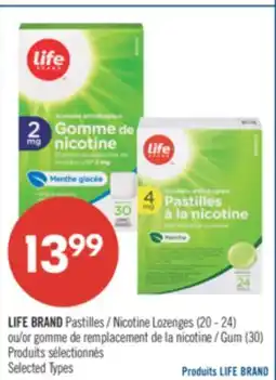 Pharmaprix LIFE BRAND Nicotine Lozenges (20-24) or Gum (30) offer