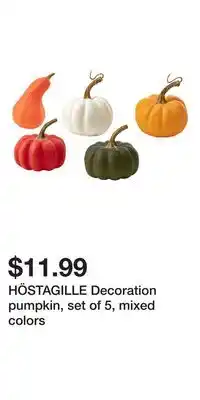 IKEA HÖSTAGILLE Decoration pumpkin, set of 5, mixed colors offer