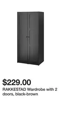 IKEA RAKKESTAD Wardrobe with 2 doors, black-brown offer