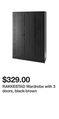 IKEA RAKKESTAD Wardrobe with 3 doors, black-brown offer