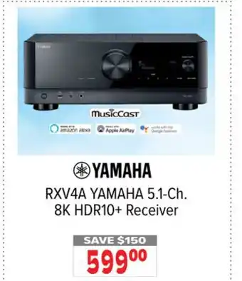 2001 Audio Video RXV4A YAMAHA 5.1-Ch. 8K HDR10+ Receiver offer