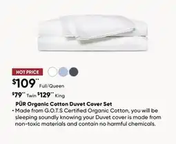 Sleep Country PÜR Organic Cotton Duvet Cover Set offer