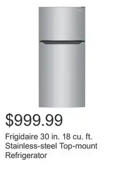 Costco Frigidaire 30 in. 18 cu. ft. Stainless-steel Top-mount Refrigerator offer