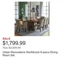 Costco Urban Renovations Northbrook 9-piece Dining Room Set offer